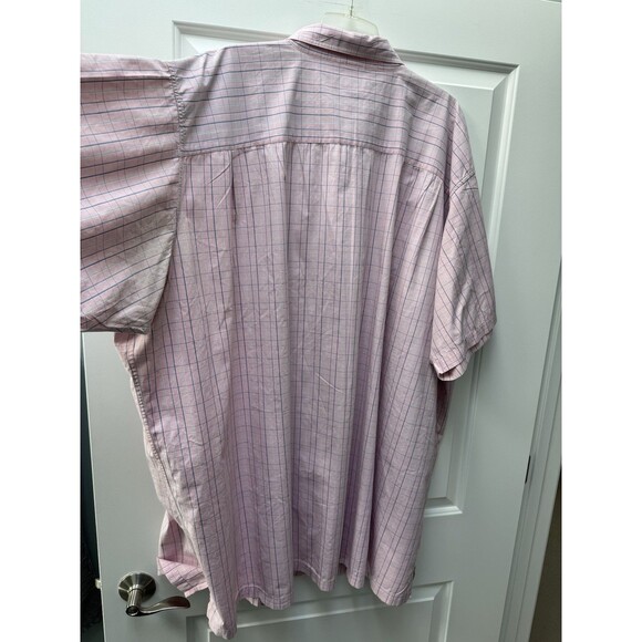 Izod Short Sleeve Button Down Shirt Men’s Size 5XLT Big & Tall Pink Plaid Casual - Picture 3 of 9